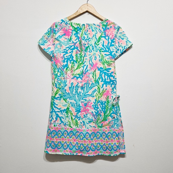 NEW Lilly Pulitzer Blanca Stretch Romper Mini Dress Coral Bay Engineered Print 8 - Picture 4 of 4